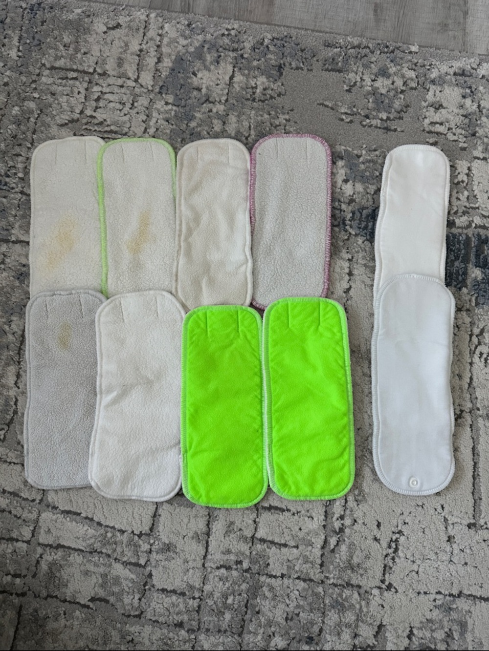 8 Ragababe + 2 no brand cloth reusable diaper inserts size small / doubler